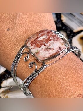 Squared- Brown Dolomite Adjustable Cuff Bracelet